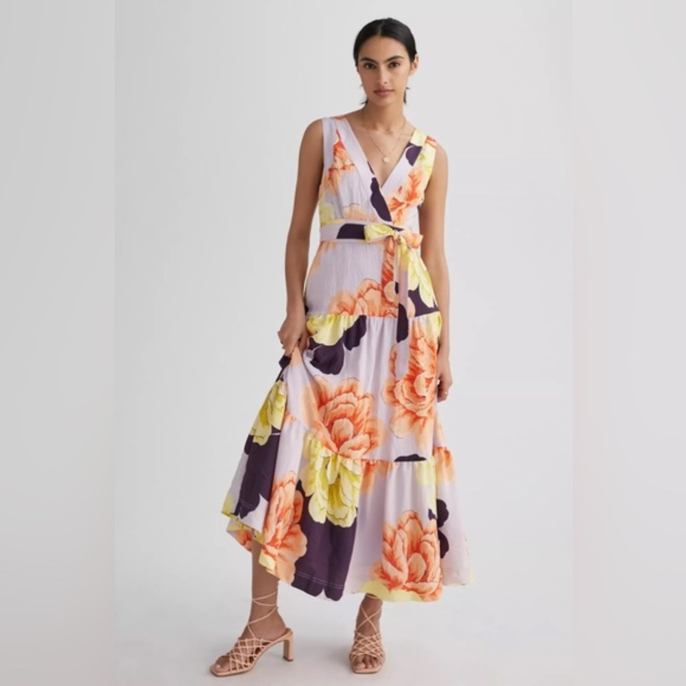 Anthropologie Maeve Tiered Floral Wrap Maxi Dress Size 0
